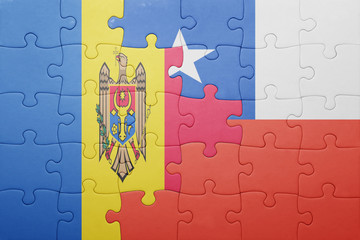 puzzle with the national flag of chile and moldova