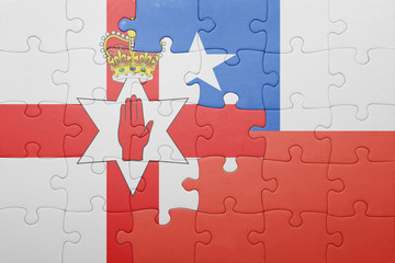 puzzle with the national flag of chile and northern ireland