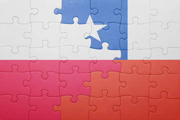 puzzle with the national flag of chile and poland