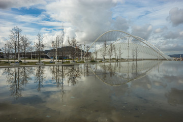 Olimpic complex in Athens with reflections in the lake