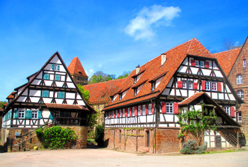 Living half timbered houses in Maulbronn monastery. Germany