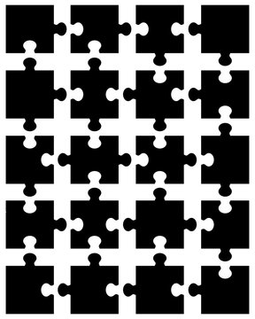 Separate pieces of black puzzle, vector illustration