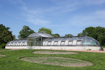 Fototapeta na wymiar Holland greenhouse of agave in parc de la tête d'or in Lyon, France