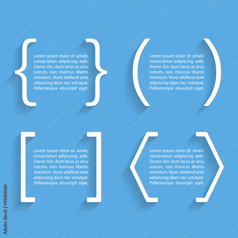 Poster color vector quotes and brackets with shadow. vector illustration.