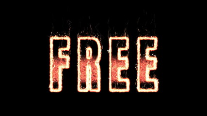 free plasma text from fire isolated in black