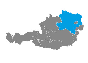 Obraz premium Lower Austria highlighted on Austrian map