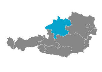 Upper Austria highlighted on Austrian map