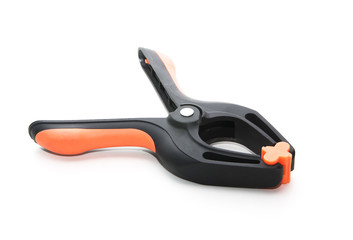 Plastic clamps used for clamping items isolated on white background