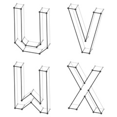 vector wireframe font alphabet letters U V W X © Roman Sotola