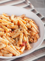 Penne with tomatos and parmesan cheese