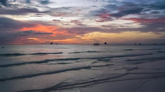 Sunset on White Beach in Boracay, the Philippines