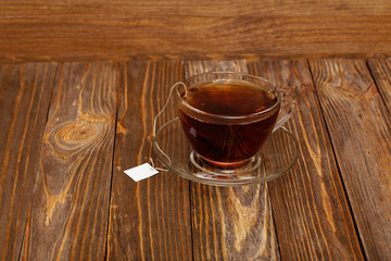 Cup of tea on wooden table