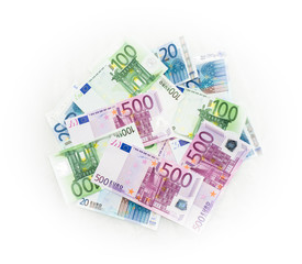 Obraz na płótnie Canvas euro bills euro banknotes money. European Union Currency