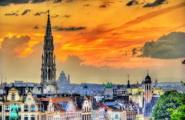 Fototapeta na wymiar Dramatic sunset over Brussels - Belgium