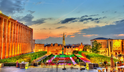 Mont des Arts in Brussels in the evening