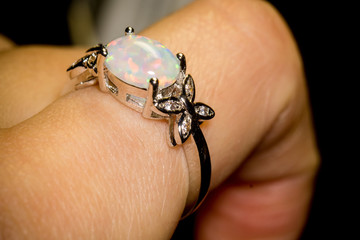 White Opal Ring