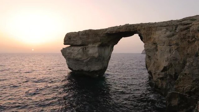 Malta - the Azure Window on the coast of the island of Gozo at Sunset