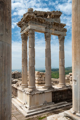 The Temple of Trajan in the archaeological site of the Acropolis of Pergamum in Bergama, Turkey