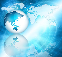 Best Internet Concept of global business. Globe, glowing lines on technological background. Electronics, Wi-Fi, rays, symbols Internet, television, mobile and satellite communications