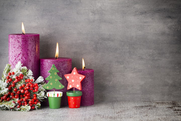 Candle, christmas lights, decors and ornament.