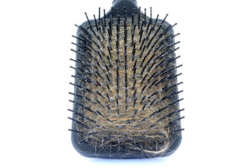 Used hair brush isolated in white background