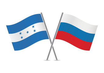 Russia and Honduras flags. Vector illustration.