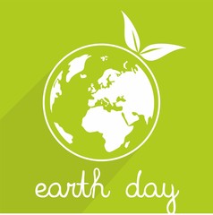 Earth day vector icon with green planet