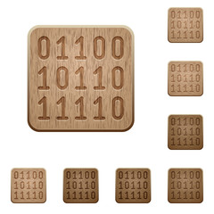 Binary code wooden buttons