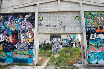 HUA HIN ,THAILAND - May30,2015 :Graffiti abandoned old factory 