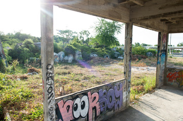 HUA HIN ,THAILAND - May30,2015 :Graffiti abandoned old factory 