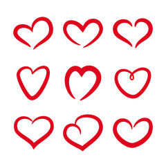 Hearts set. Hand drawn