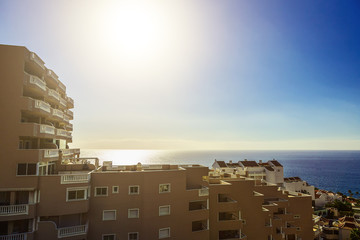 Coast of Ocean with Buildings