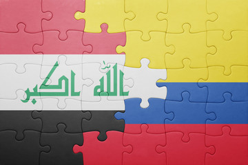 puzzle with the national flag of colombia and iraq