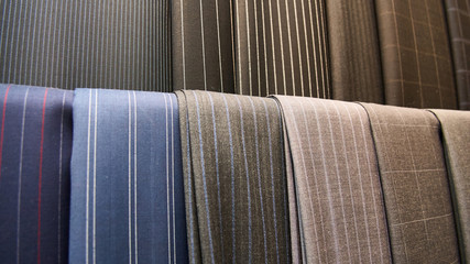 Various suit fabrics close-up