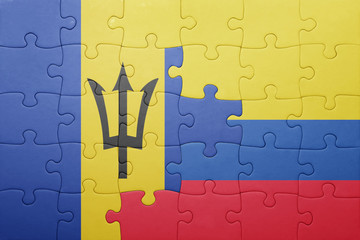 puzzle with the national flag of colombia and barbados