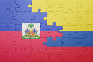 puzzle with the national flag of colombia and haiti