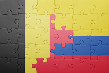 Fototapeta premium puzzle with the national flag of colombia and belgium