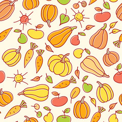 Autumn simless pattern with pumpkins  in a childish style