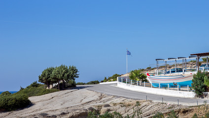Fototapeta na wymiar Greek flag on Kos island