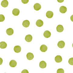 Watercolor seamless pattern with random dots on a white background.