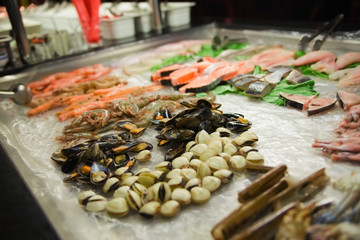 Fresh seafood in buffet