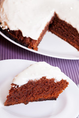 Chocolate cake with white cream