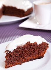 Chocolate cake with white cream