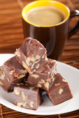 Homemade chocolate with walnuts