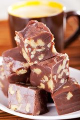 Homemade chocolate with walnuts