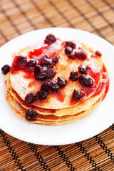 Pancakes with blueberry jam
