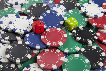 dice and casino chips
