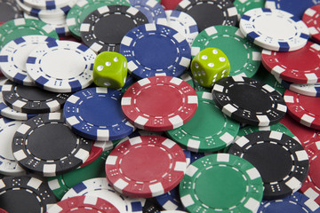 dice and casino chips
