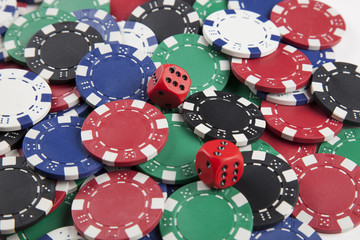 dice and casino chips
