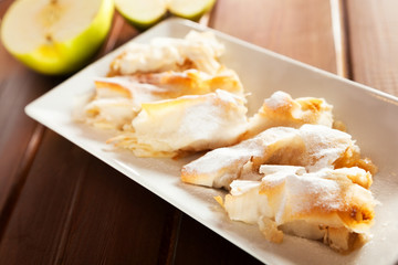 Bulgarian banitza with lokum and apples